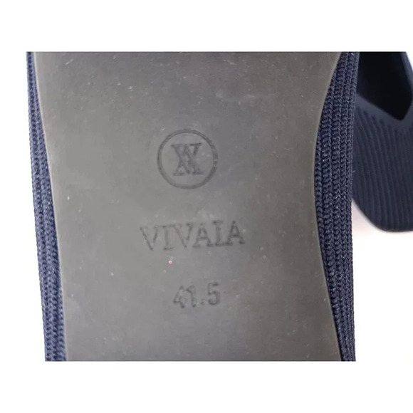 Vivaia Women's Square Toe V-Cut Sz 10 EUR 41. 5  Lole Navy Knit Margot 2.0 Flats - Picture 3 of 8